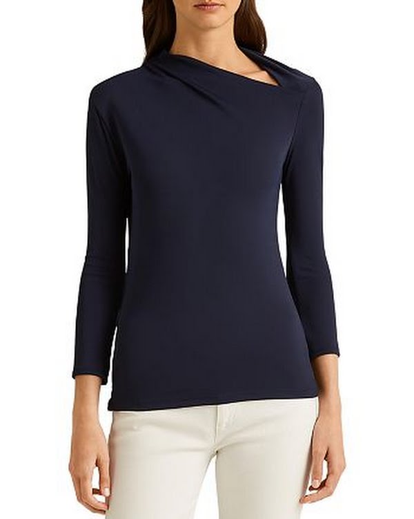 Lauren Ralph Lauren Asymmetrical Mockneck Top by Vanessa Jane