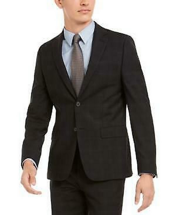 Calvin Klein Mens Milo Wool Blend Plaid Two-Button Blazer, Size 36S by Vanessa Jane