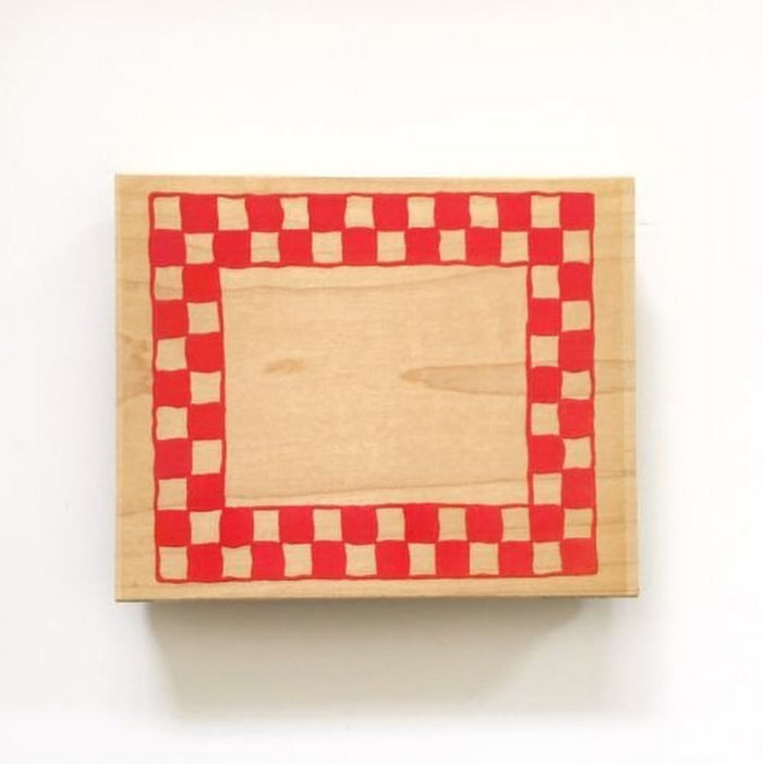 All Night Media Posh Checkerboard Frame Large Wood Mount Rubber Stamp 550K17 by Vanessa Jane