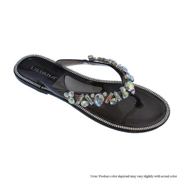 Jeweled Thong Sandals by The House of Stylez