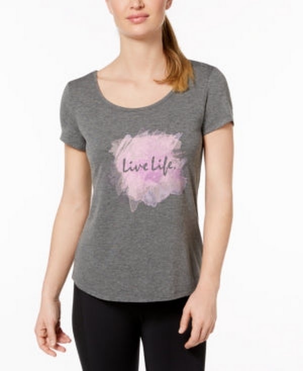 Ideology Womens Criss-Cross Back Active Wear T-Shirt by Vanessa Jane
