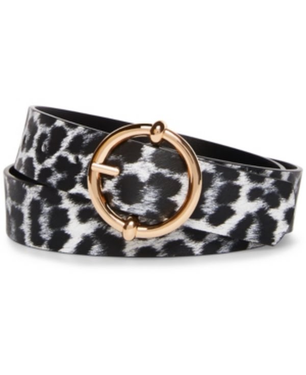 Steve Madden Reversible Round-Buckle Belt – Black White, Size Large by Vanessa Jane