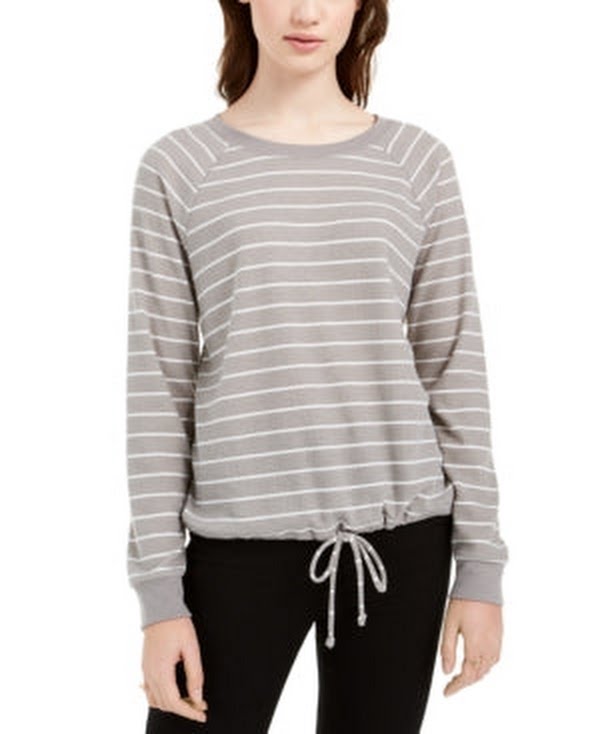 Ultra Flirt Juniors Striped Drawstring-Hem Top by Vanessa Jane