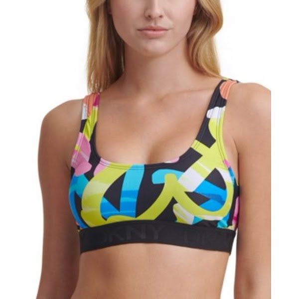 DKNY Womens Printed Logo Bikini Swim Top by Vanessa Jane