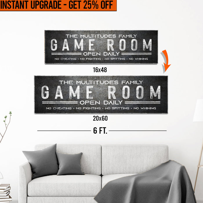 Upgrade Your 16x48 Inches 'Family Game Room' (Style 3) Canvas To 20x60 Inches by Tailored Canvases