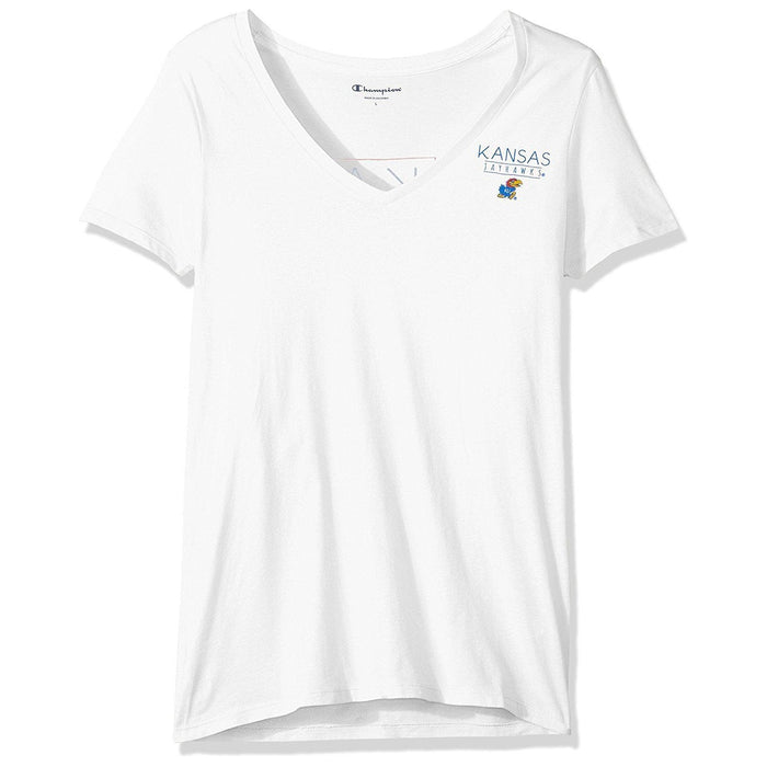 Champion NCAA Womens Short Sleeve V-Neck Tee, Kansas Jayhawk,Medium by Vanessa Jane