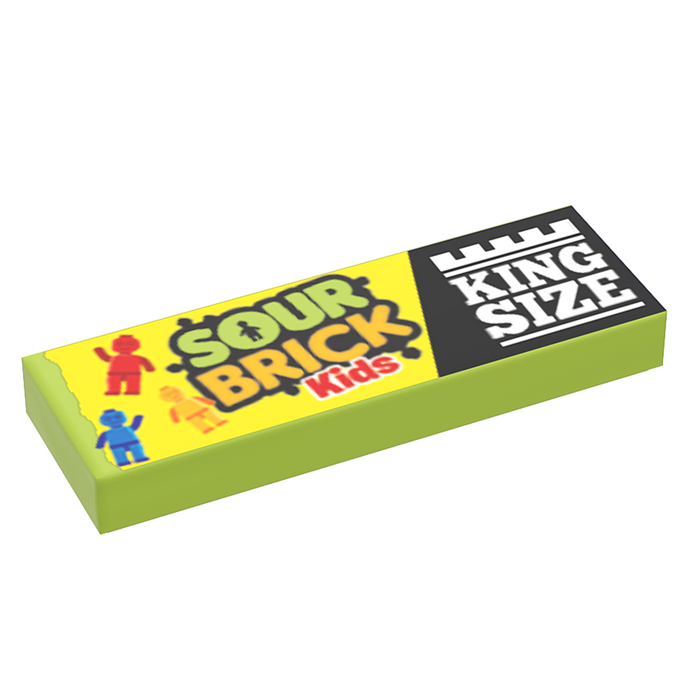 Sour Brick Kids Candy (King Size) - B3 Customs Printed 1x3 Tile made using LEGO parts by B3 Customs