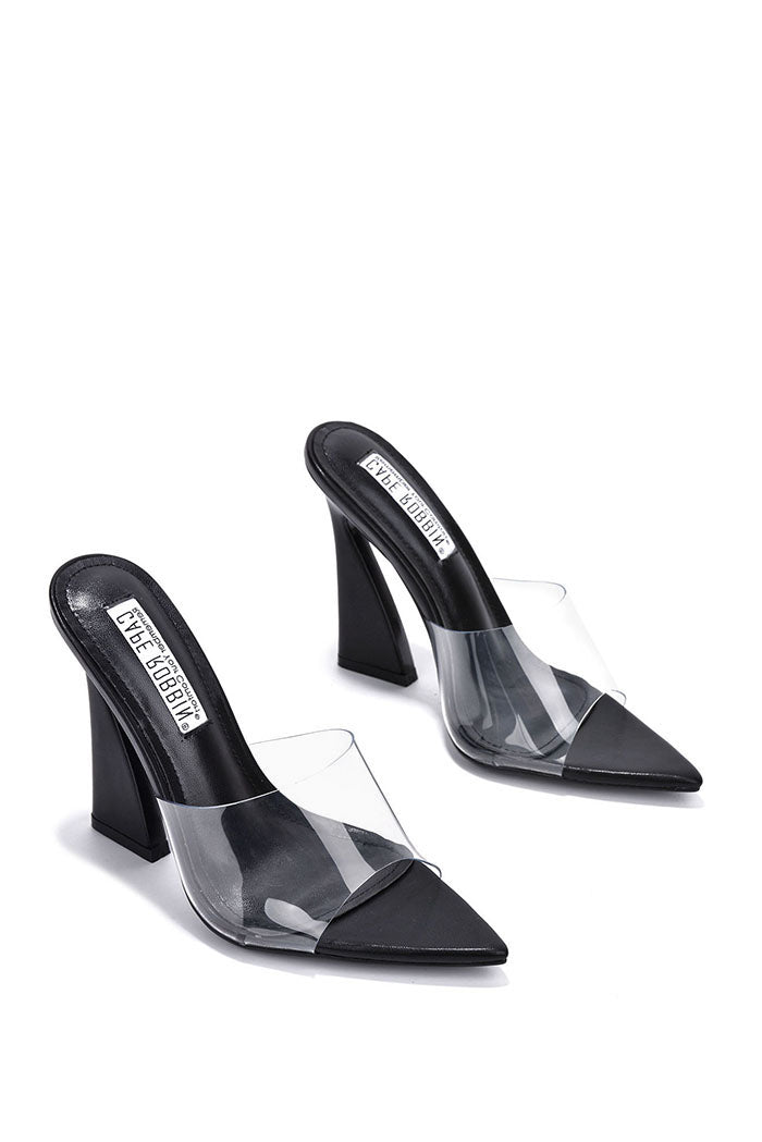 Clear Mule Heels : Layland - Black {Order 1/2 Size Larger} by The House of Stylez