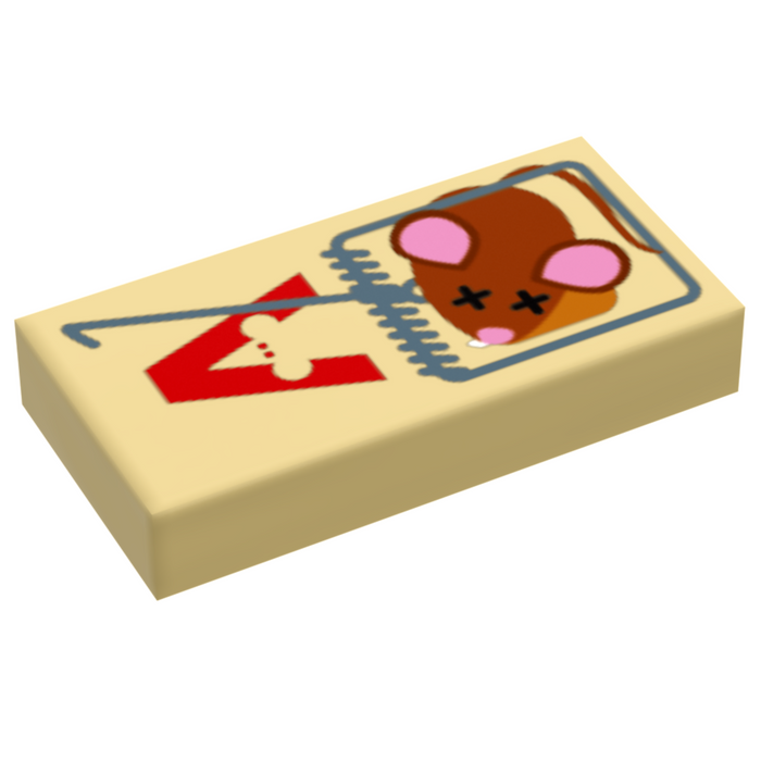 B3 Customs® Mouse Trap w/ Dead Mouse (1x2 Tile) made using LEGO part by B3 Customs