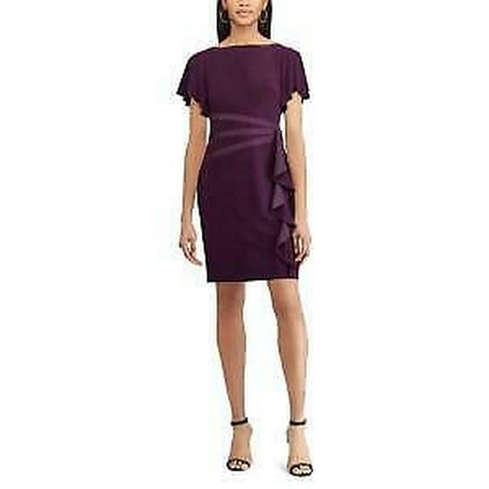 American Living Satin-Trim Ruffled Dress, Size 6/Purple by Vanessa Jane