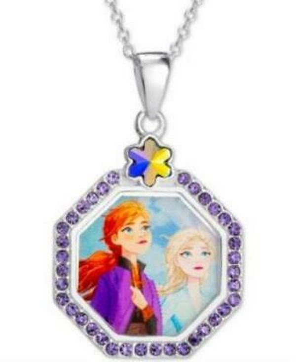 Disney Crystal Frozen Elsa Anna Pendant Necklace in Sterling Silver by Vanessa Jane