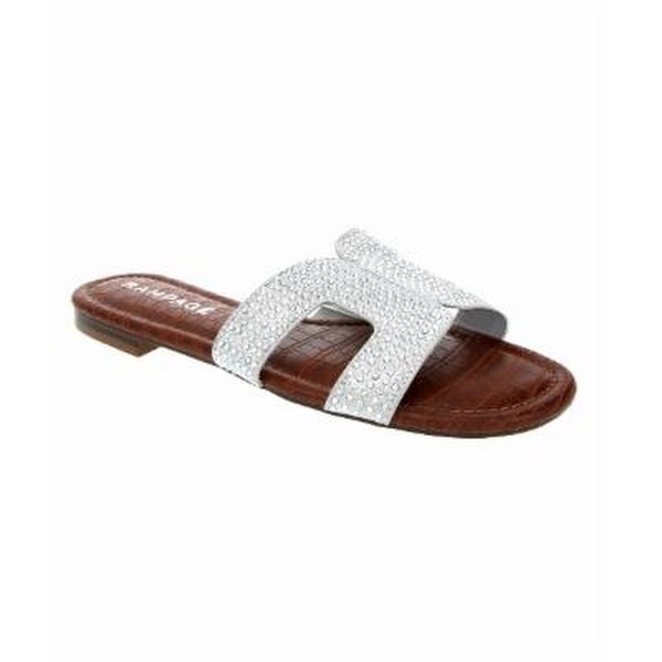 RAMPAGE Womens Ophelia H Band Sandals with Faux Crocodile, Silver, Size 9.5 by Vanessa Jane