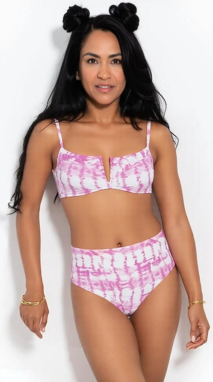 Bar III Summer Stripes V-Wire Bikini Swim Top by Vanessa Jane