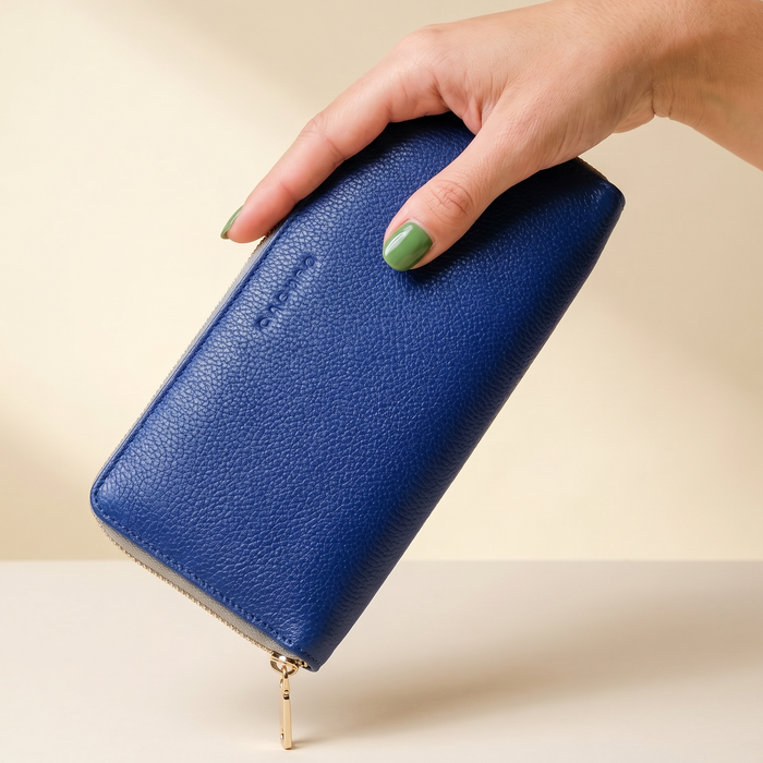 Large Zipper Wallet with Detachable Key Ring - Cobalt Blue by CASUPO