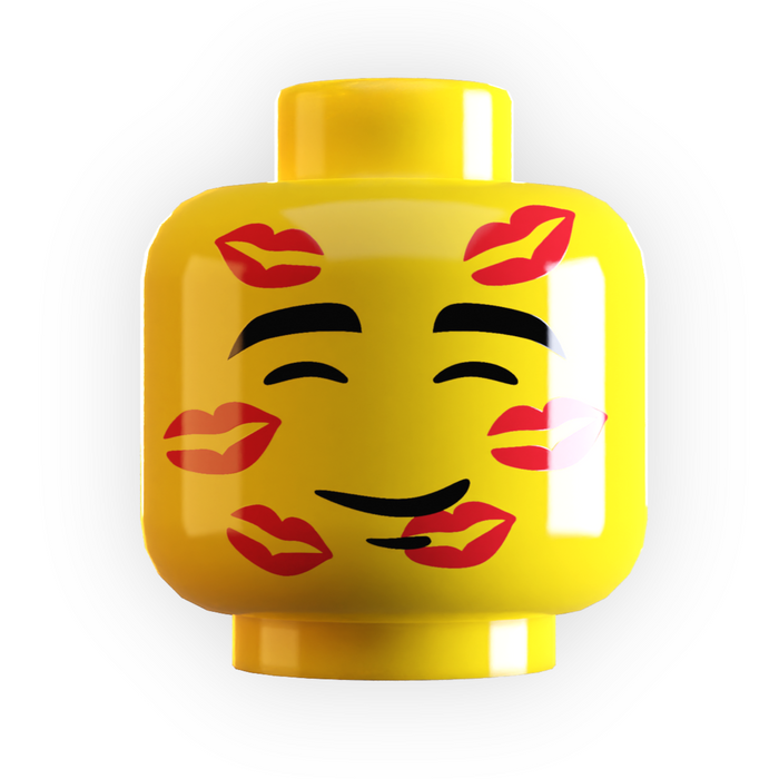 Lipstick Kisses all over Face Minifig Head - B3 Customs by B3 Customs