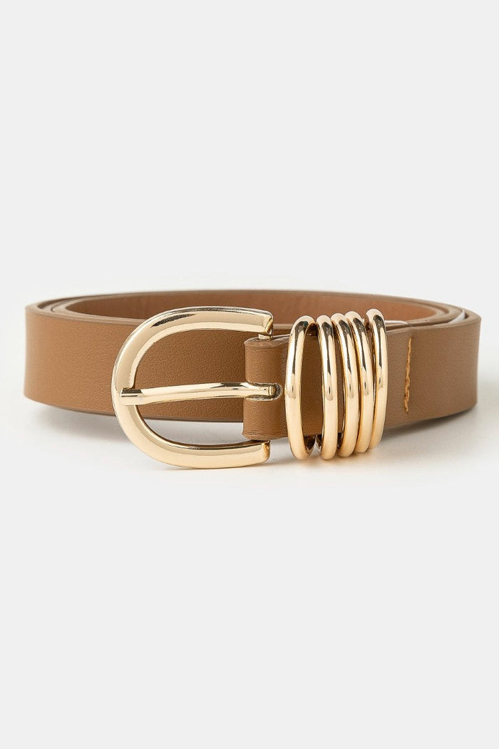 Multi Ring Vegan Leather Belt by Boutique 23
