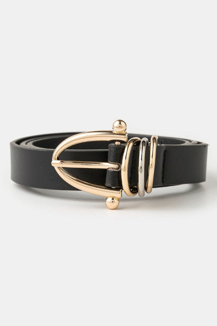Triple Ring Vegan Leather Belt by Boutique 23