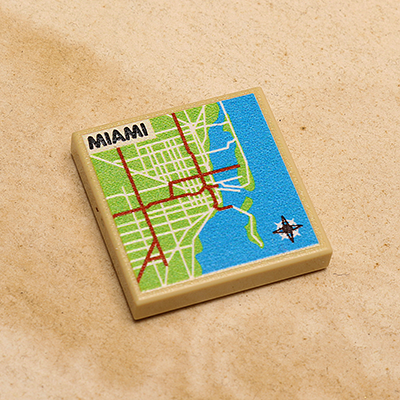 B3 Customs® Miami, FL USA Map (2x2 Tile) by B3 Customs