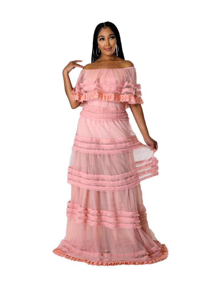 Off The Shoulder Maxi Dress {undergarment attached} by The House of Stylez