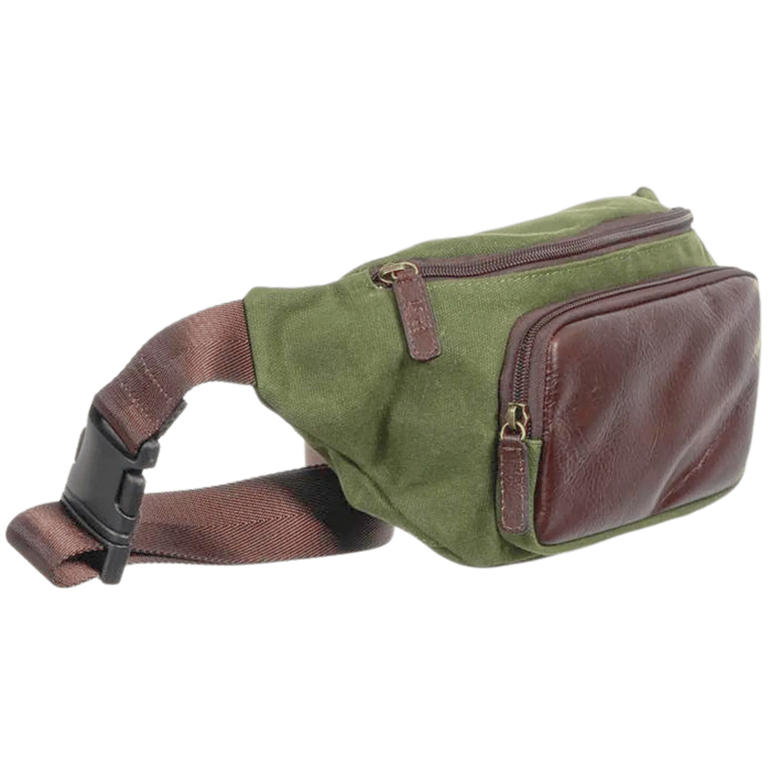 Maxwell Waxed Canvas Waist Pack Crossbody Sling Bag With Buffalo Leather Accents