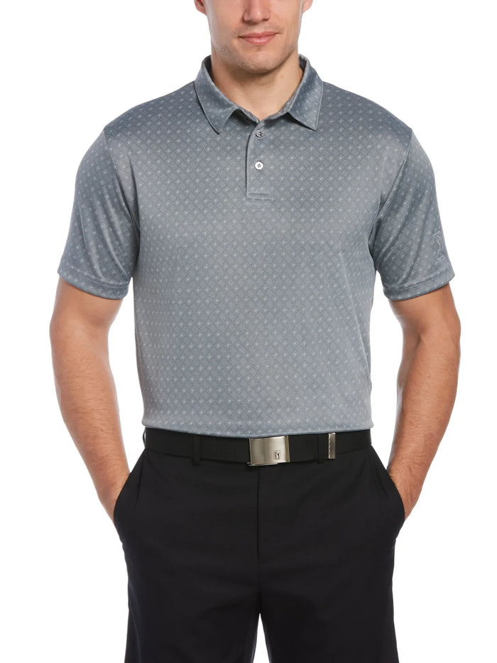 PGA Tour Mens Diamond Jacquard Golf Polo, Gray, Size Large by Vanessa Jane