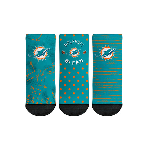 Miami Dolphins - Number 1 Fan 3-Pack (Toddler) by Rock 'Em Socks