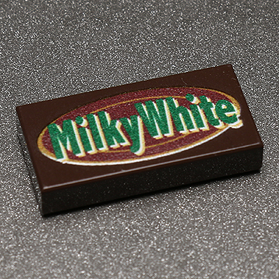 Milky White - B3 Customs® Printed 1x2 Tile made using LEGO parts by B3 Customs