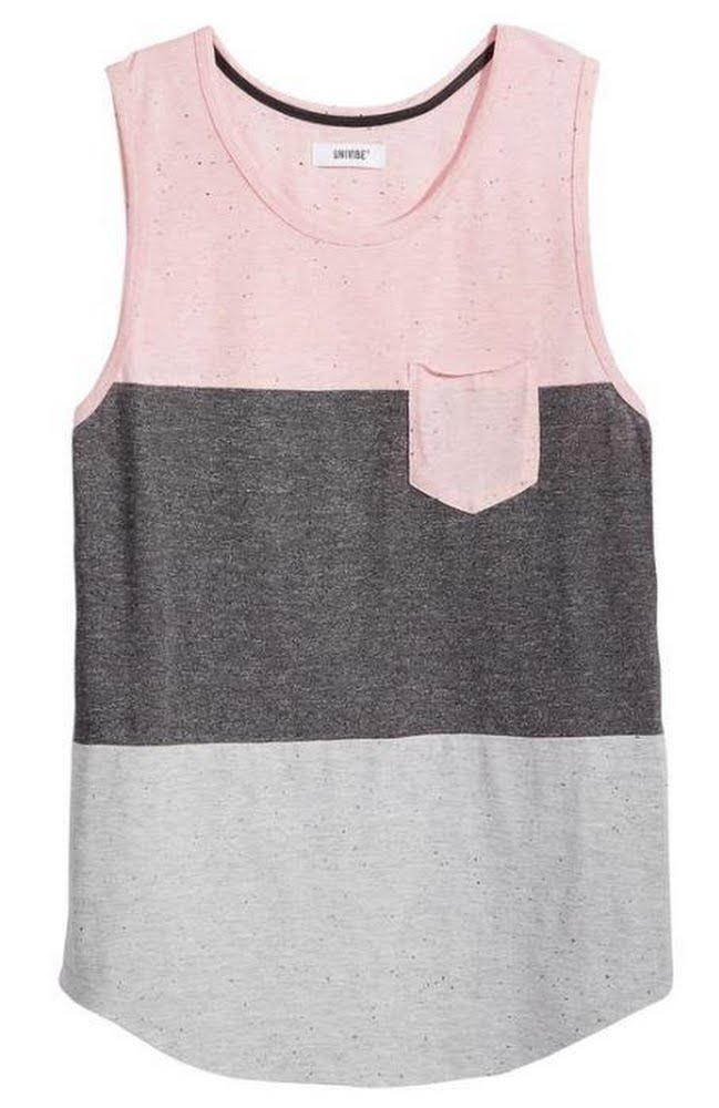 Univibe Men's Gray Pink Pocket Scoop-neck Sleeveless Tank, Size Small by Vanessa Jane