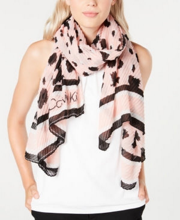 Calvin Klein Leopard Pleated Scarf by Vanessa Jane