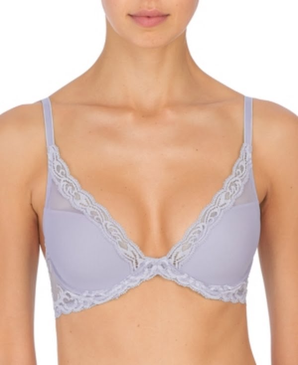 Natori Feathers Contour Plunge Lace-Trim Bra, 36DDD by Vanessa Jane
