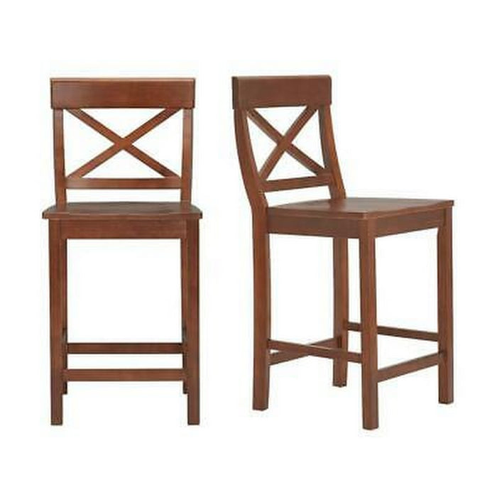 StyleWell Cedarville Walnut Finish Counter Stool With Cross Back (Set of 2) by Vanessa Jane