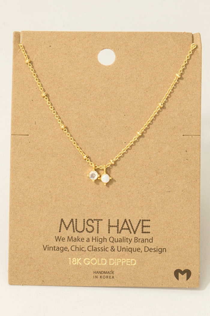 Gold Dipped Cz And Opal Charms Chain Necklace: Gold by Boutique 23