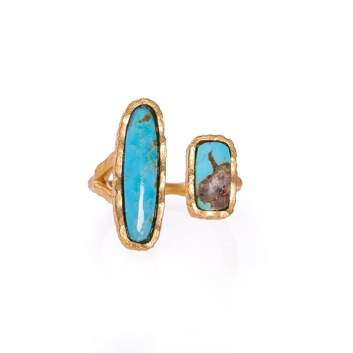 Deco Twin Stone Ring - Turquoise by Christina Greene