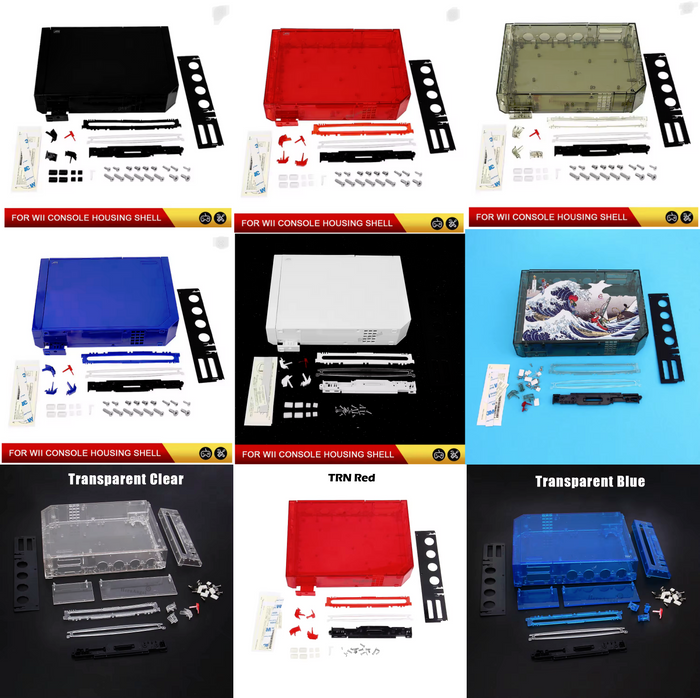 Nintendo Wii Replacement Shell Housing Case Blue Transparent Red by VintageVideoGameStore