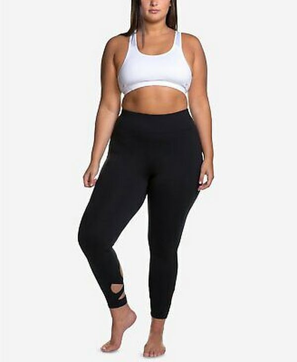 Soffe Curves Plus Size Wraparound-Hem Performance Leggings ,Size 1X by Vanessa Jane