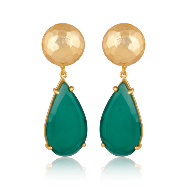 Ocean Tide Drop Earrings - Green Onyx by Christina Greene