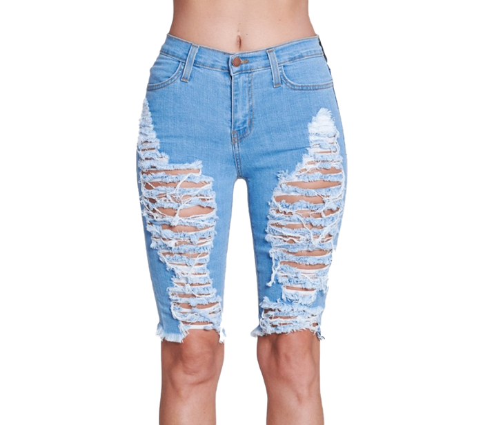 {{P1719}} Distressed Bermuda Shorts - {2 Colors Available} by The House of Stylez