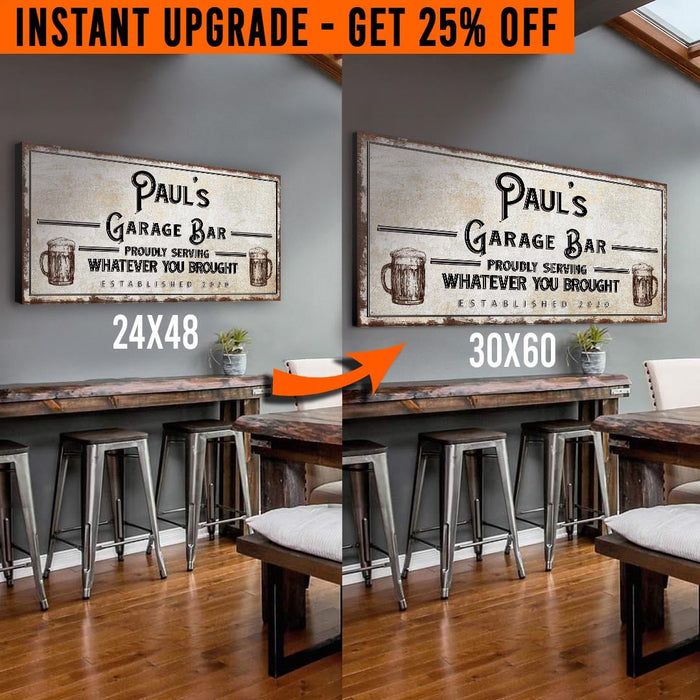 Upgrade Your 48x24 Inches 'Garage Bar' (Style 1) Canvas To 60x30 Inches by Tailored Canvases