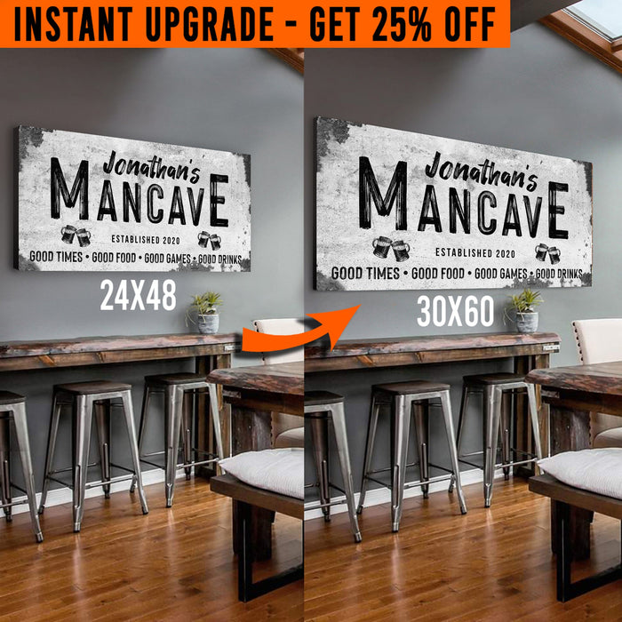 Upgrade Your 48x24 Inches 'Good Times Man Cave Sign' (Style 2) Canvas To 60x30 Inches by Tailored Canvases