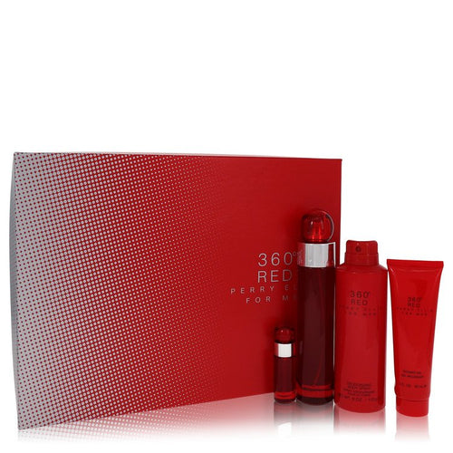 Perry Ellis 360 Red by Perry Ellis Gift Set -- 3.4 oz Eau De Toilette Spray + .25 oz Mini EDT Spray + 6.8 oz Body Spray + 3 oz Shower Gel for Men by Avera Group