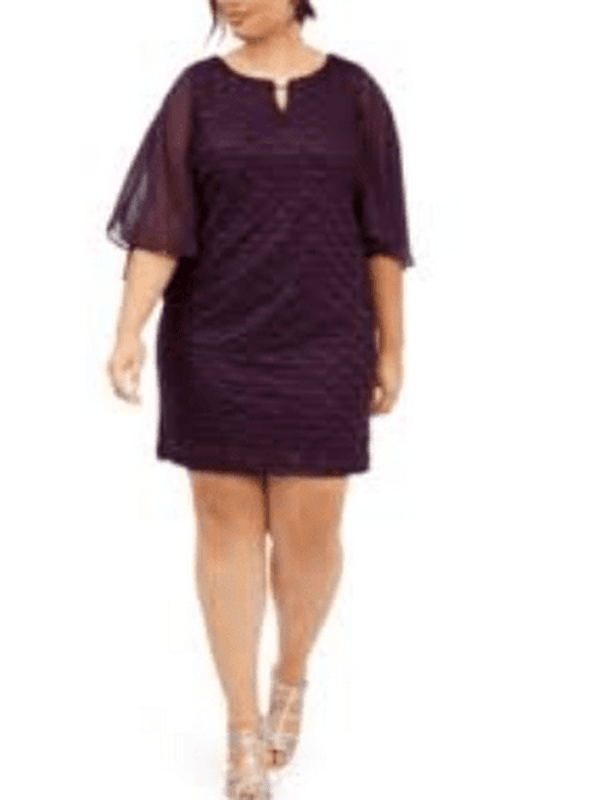 Connected Plus Size Capelet Sheath Dress, Size 18W/ Purple by Vanessa Jane