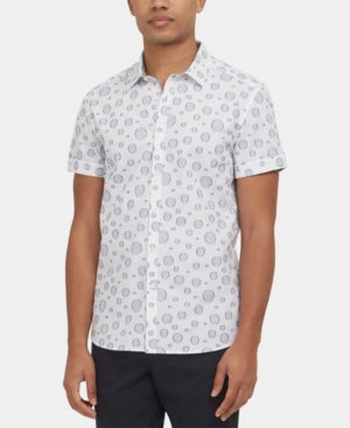 Kenneth Cole New York Mens Circle-Print Short Sleeve Shirt, Size Large by Vanessa Jane
