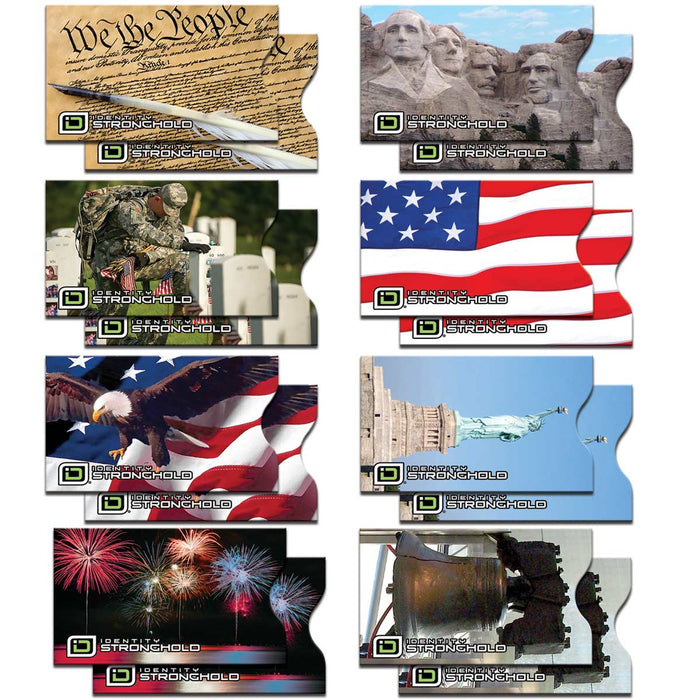 RFID Blocking Credit Card Sleeves - Patriotic 16 Pack by ID Stronghold