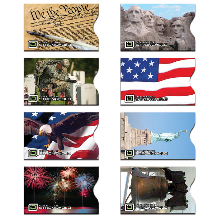 RFID Blocking Credit Card Sleeves - Patriotic 8 Pack by ID Stronghold