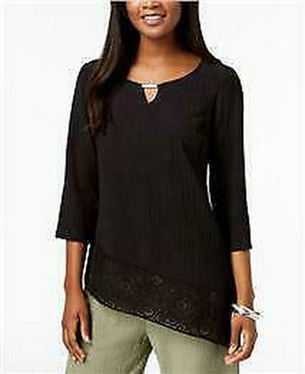 Jm Collection Keyhole Top, Size Small by Vanessa Jane