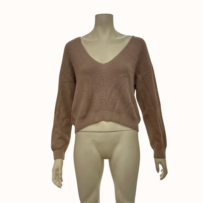 Lulus Feel It Still Taupe Knit Sweater, Size Small by Vanessa Jane