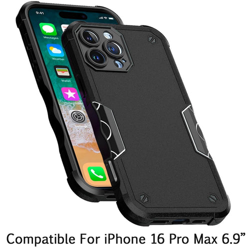 Rugged Grip Shockproof Case with Tempered Glass for iPhone 16 Pro Max by Merch Section