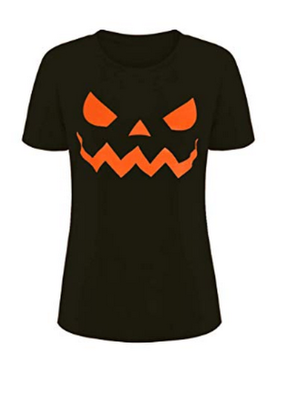 Pumpkin Face Womens Halloween T-shirt, Size Large by Vanessa Jane