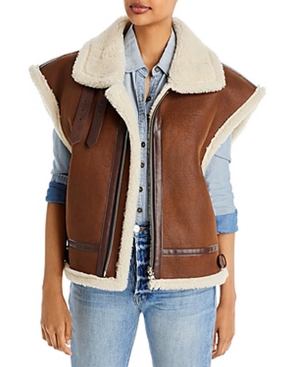Moon River Womens Faux Shearling Oversized Vest, Size Small by Vanessa Jane