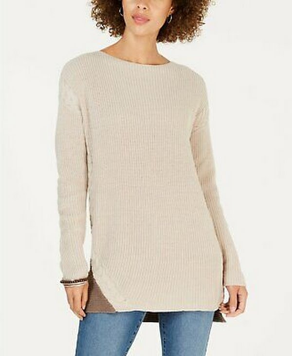 Style & Co Cable-Trimmed High-Low Tunic Sweater by Vanessa Jane